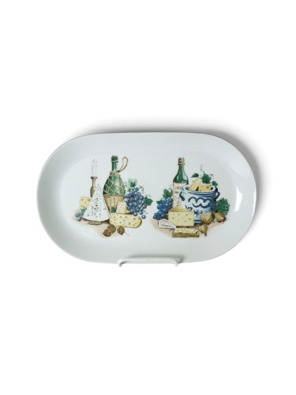 Vintage Kahla GDR Oval Serving Platter Cheese Grapes Wine 13x8"